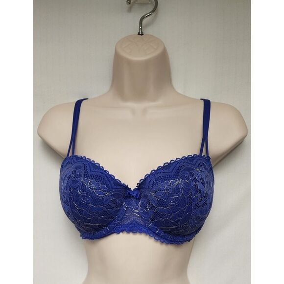 Lots Of 2 Underwire Full Support Push-Up Bras Size 36C Color Blue/Purple - Picture 3 of 10